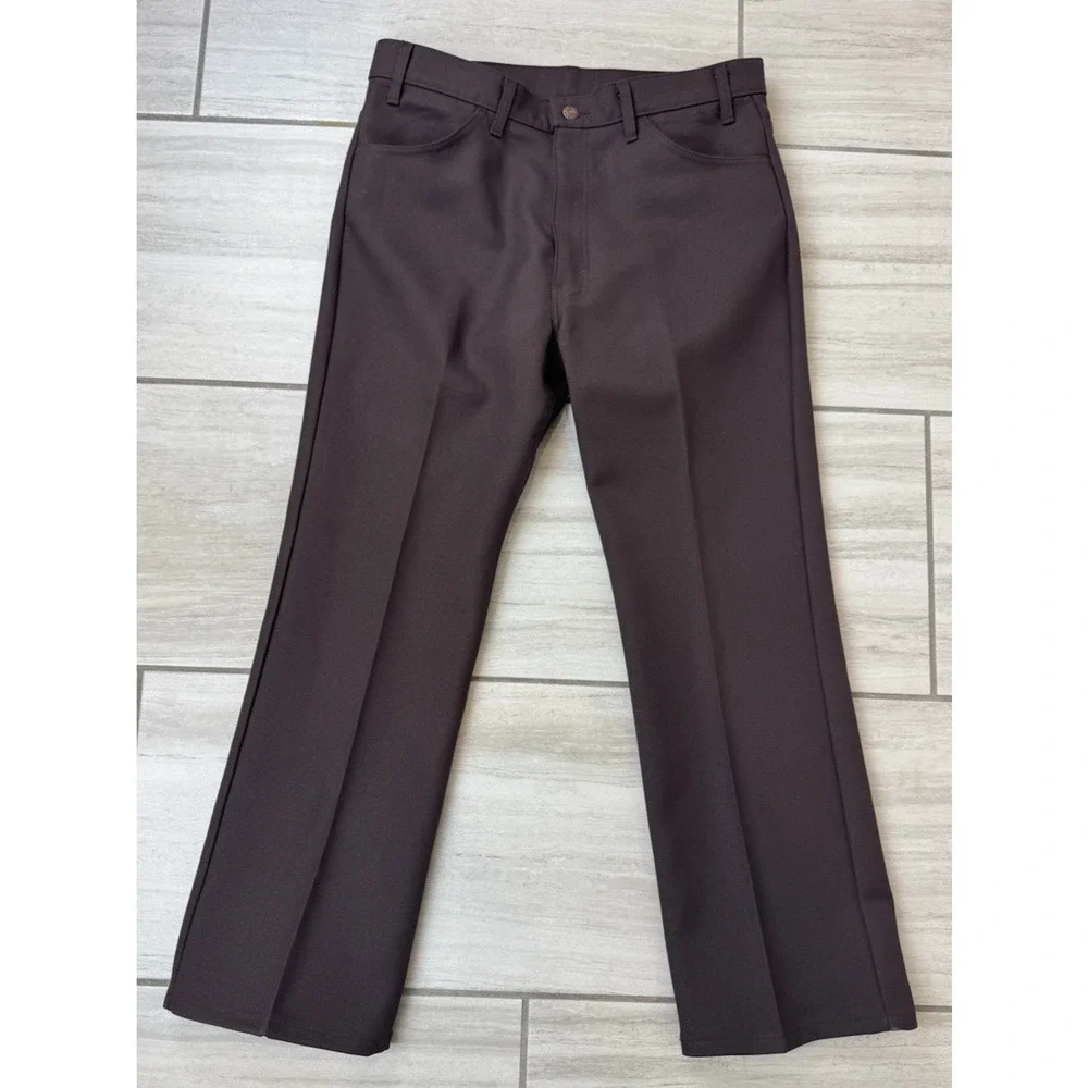 Vintage Levi Strauss Action Slacks 36x29 Brown Dress Pants Dacron‎ Polyester USA